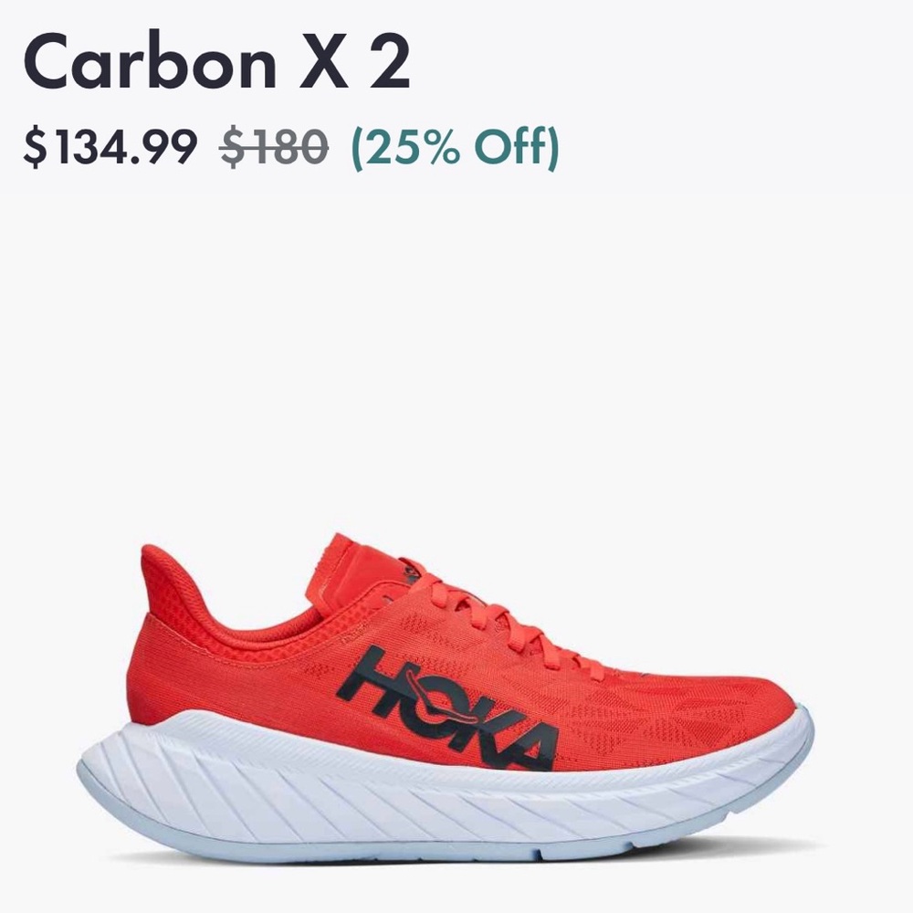 Women’s Hoka Carbon X 2 Vibrant Red Running Shoes Sz 7